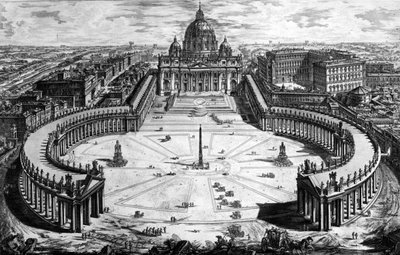 Vogelperspektive auf den Petersdom und die Piazza, aus der Serie 